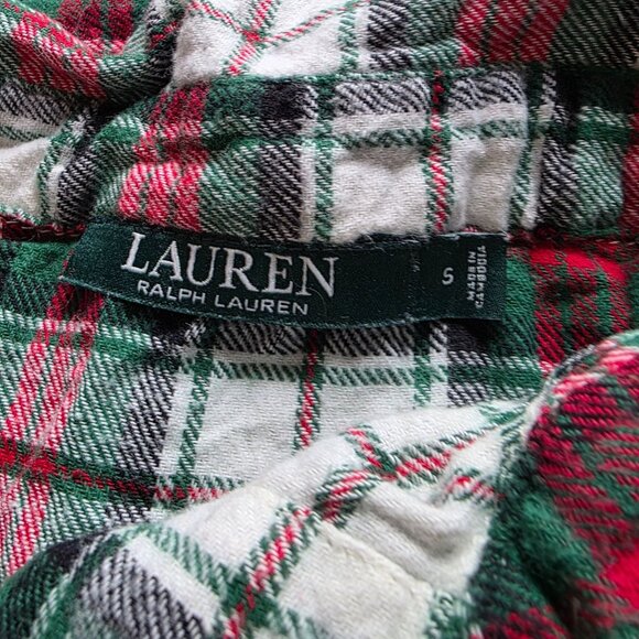 Lauren Ralph Lauren Plaid Nightgown S Button Down Long Sleeve Cotton - Picture 5 of 9